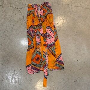 Vibrant Orange and Pink Patterned Skirt